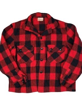 True Vintage 1950s Chippewa Woolens Flannel Jacket Sz Medium Wool Buffalo Plaid